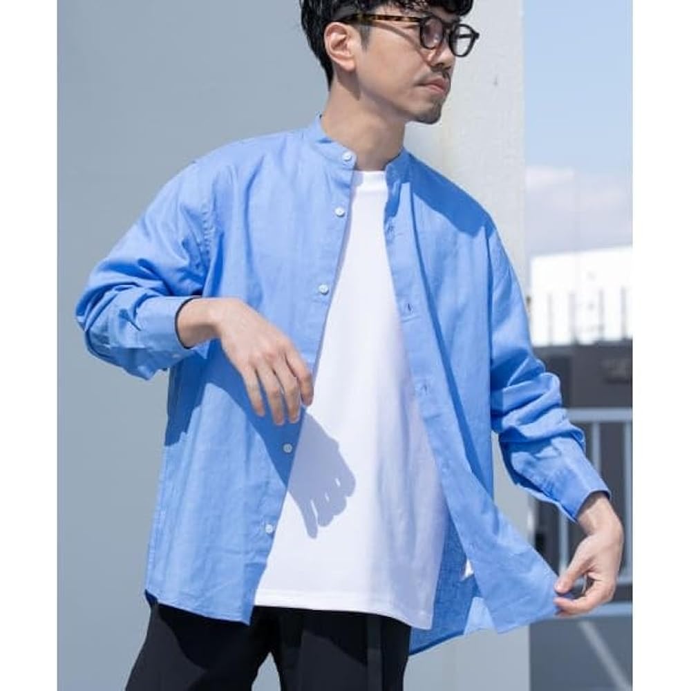 美品‼️ リネン長袖バンドカラーシャツ　リネンシャツ　ROSSO アーバンリサーチ ロッソ URBAN RESEARCH ROSSO 【予約】『WEB